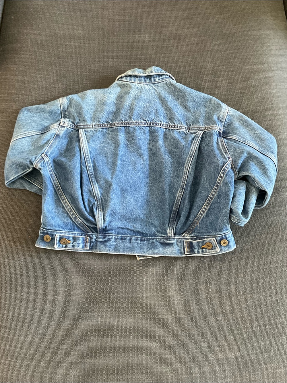 True vintage 90s Paris Sport Club cropped denim trucker jacket - Picture 2 of 7